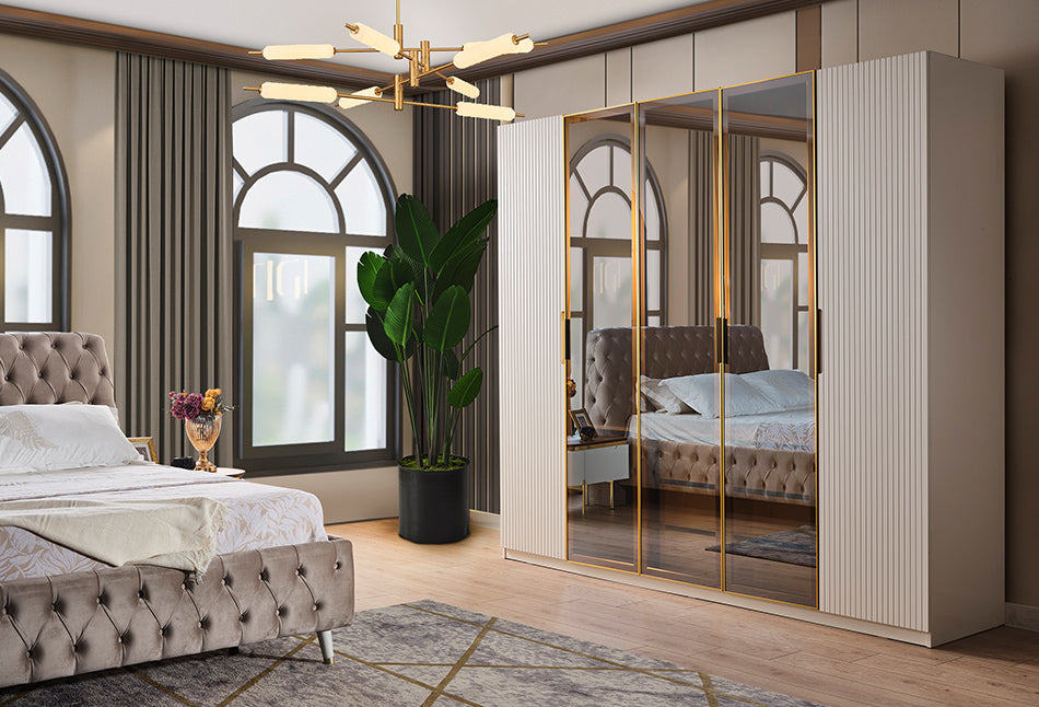 Tesla ecru 6 türig kleiderschrank